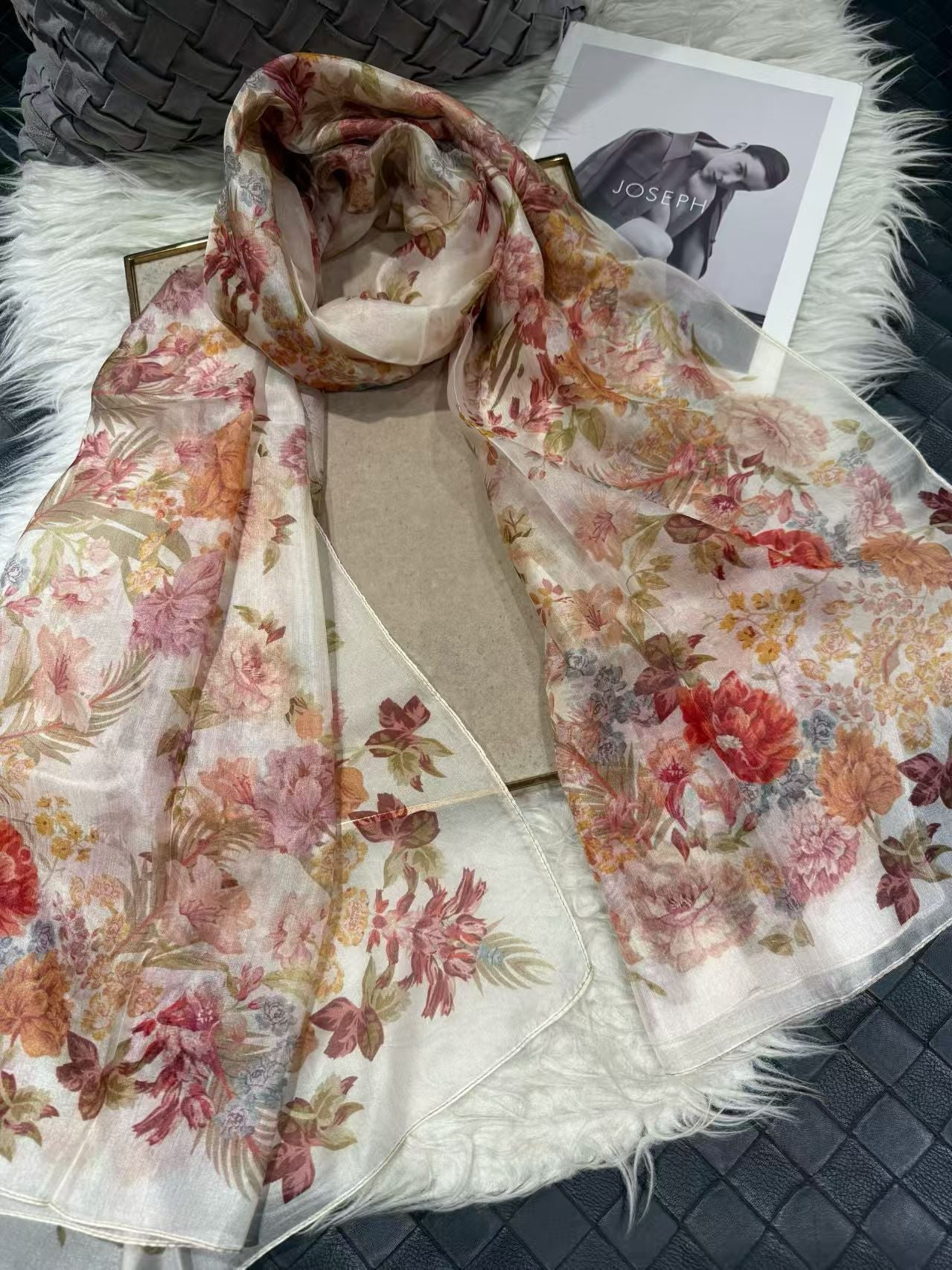2026 New 100% Mulberry Silk Chiffon Scarf 180*110cm