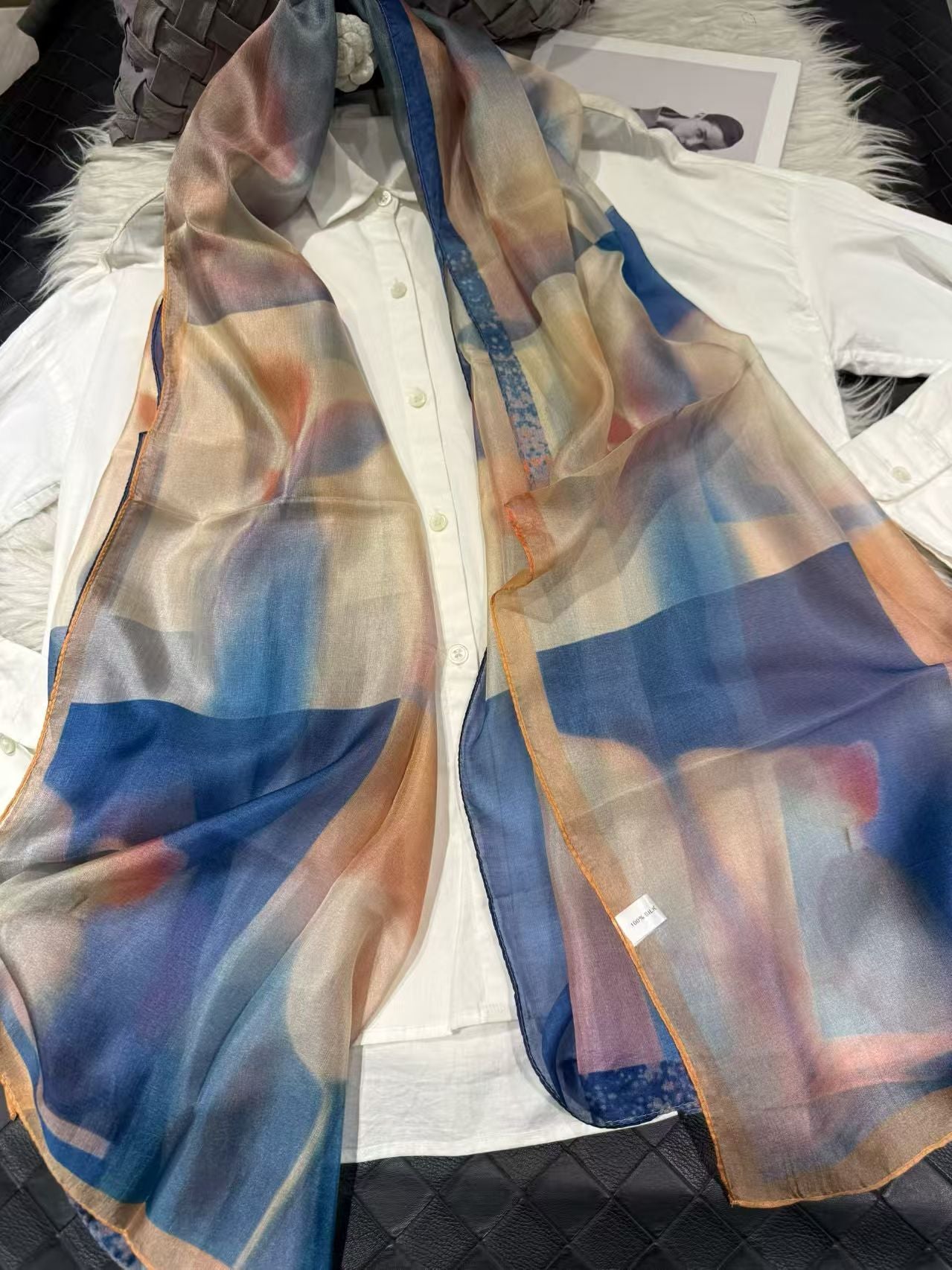 2026 New 100% Mulberry Silk Chiffon Scarf 180*110cm