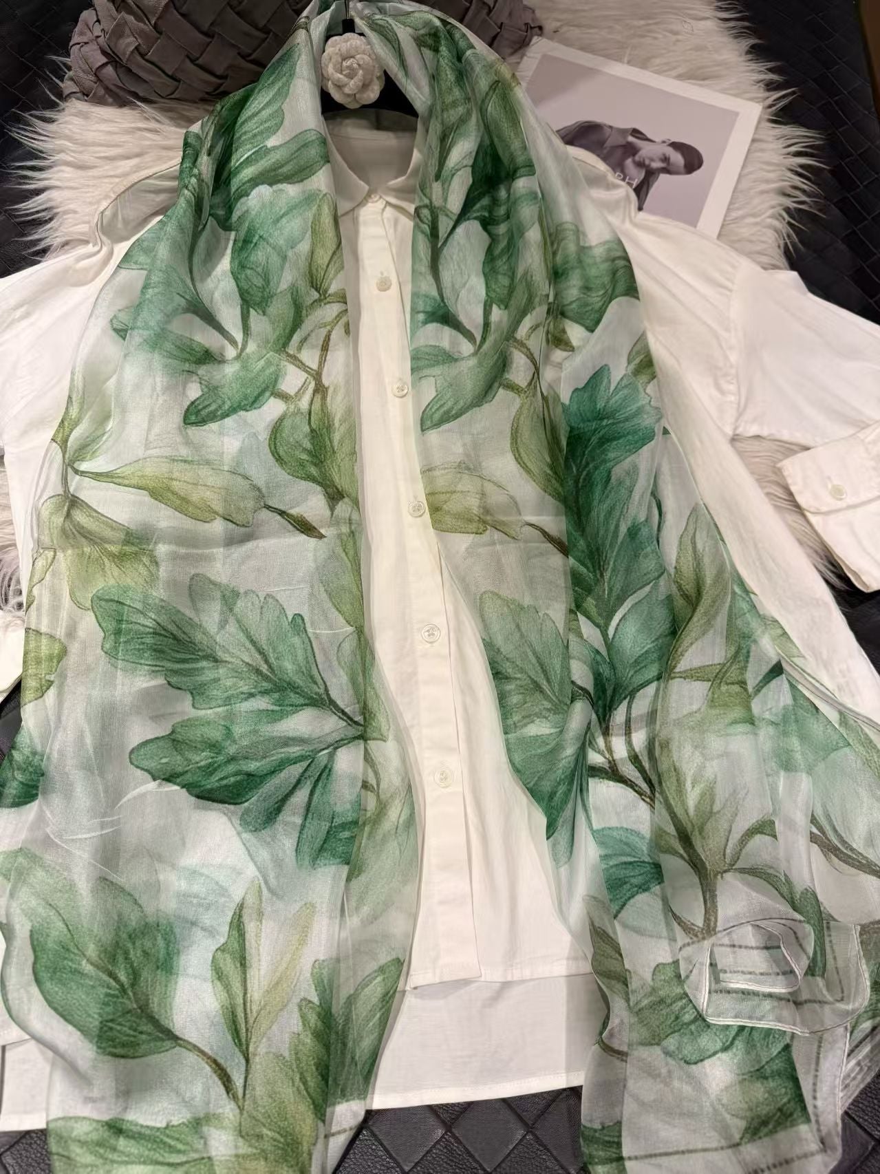 2026 New 100% Mulberry Silk Chiffon Scarf 180*110cm