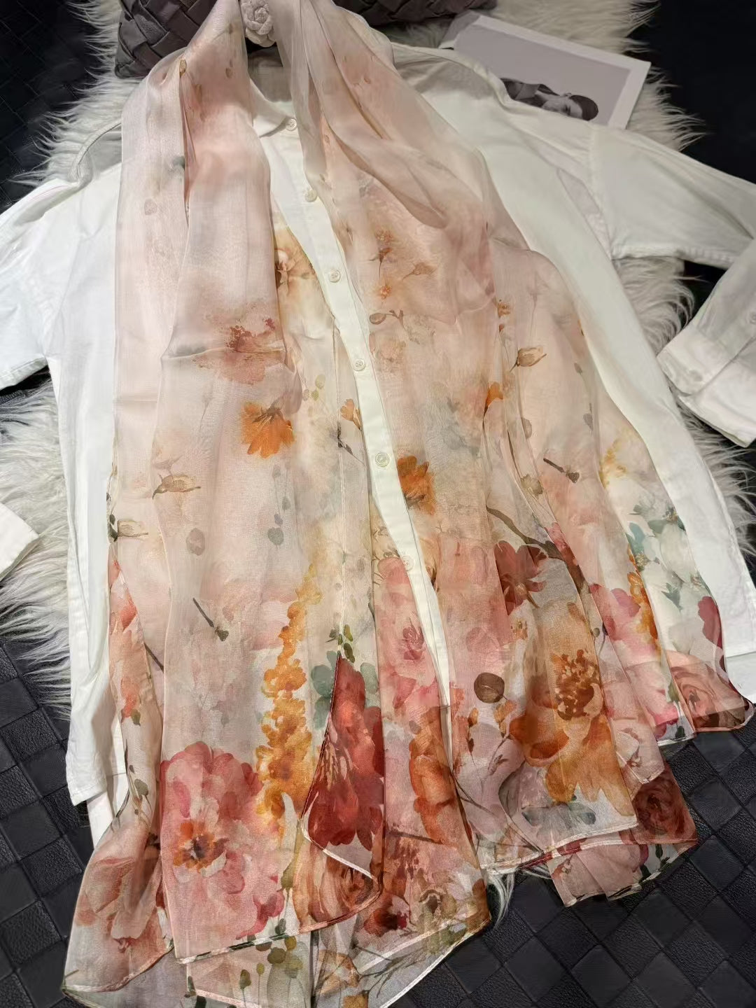 2026 New 100% Mulberry Silk Chiffon Scarf 180*110cm