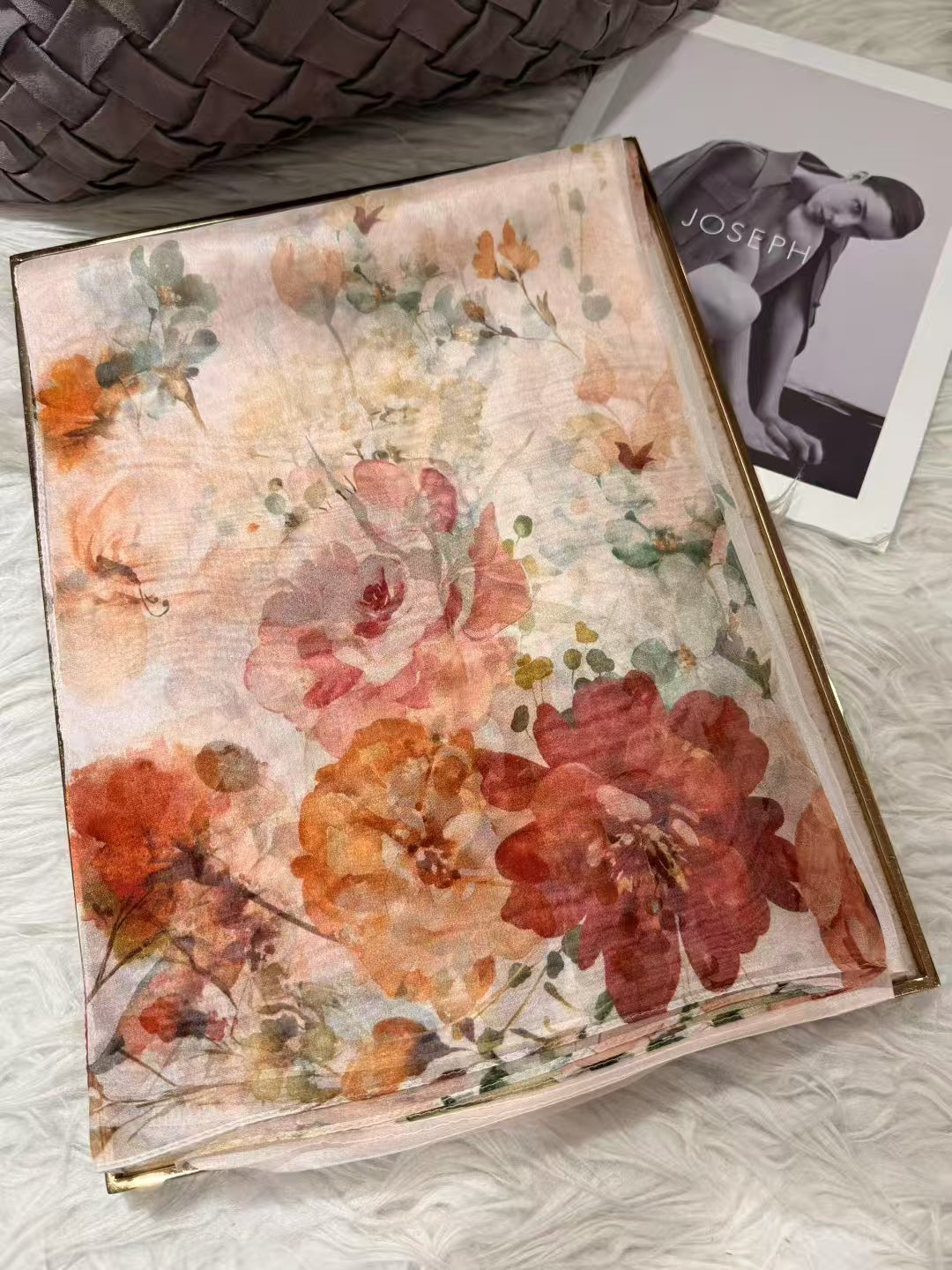 Beige pink 100%Mulberry Silk Chiffon Long Scarf 180*110cm