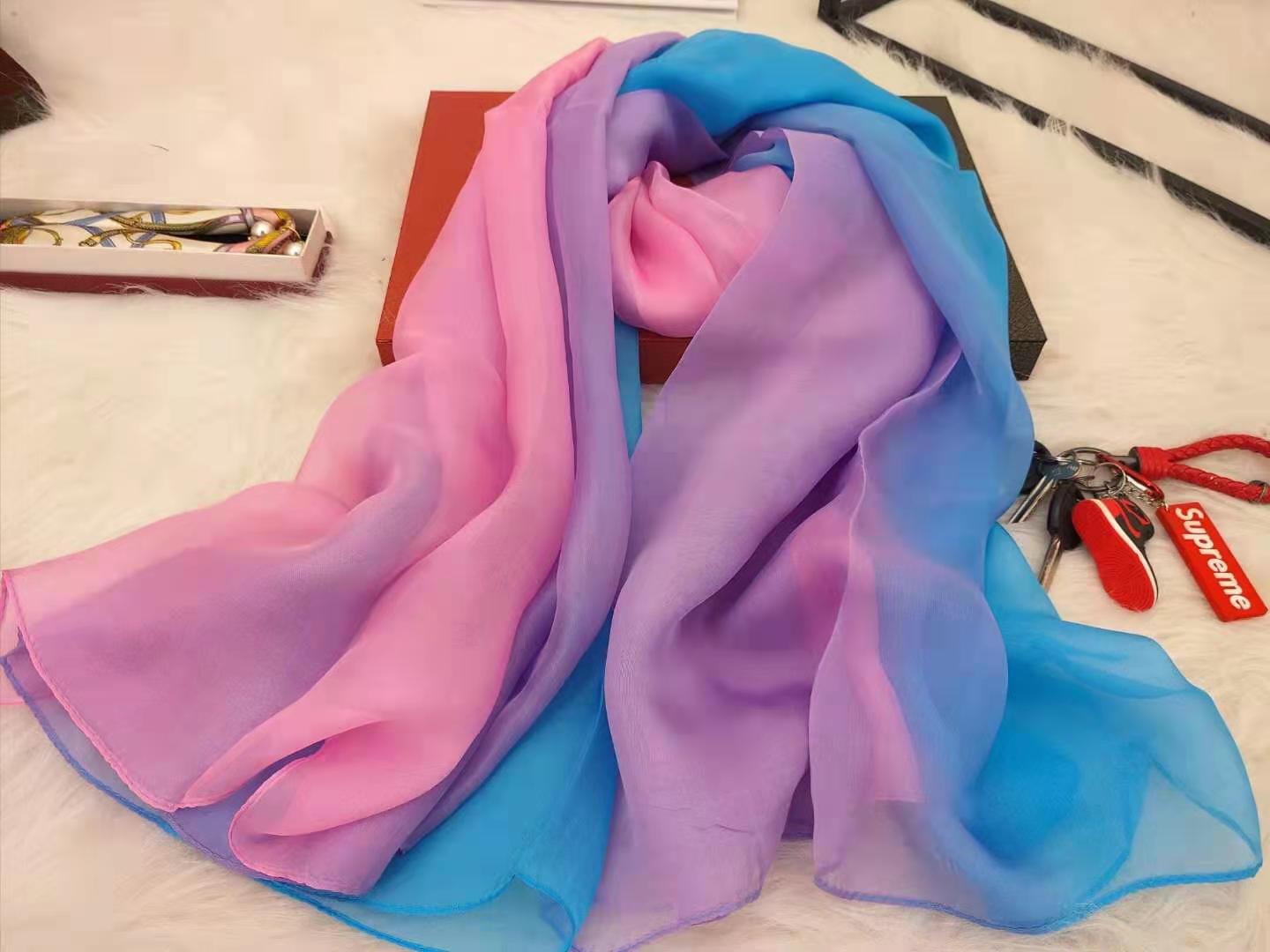 Ladies gradient mulberry silk long scarf 180*140cm