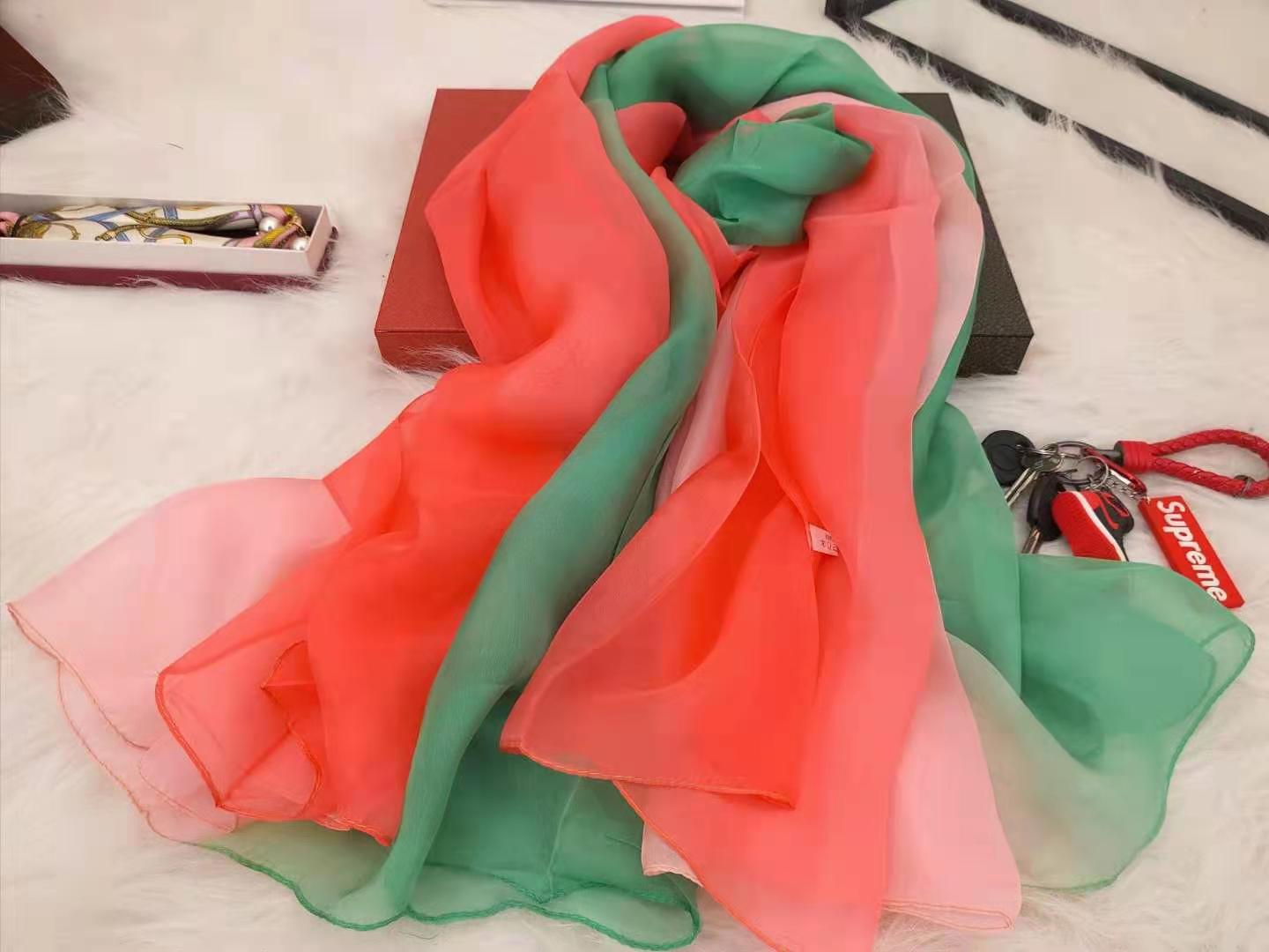 Ladies gradient mulberry silk long scarf 180*140cm