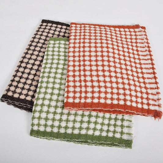 Colorful plaid wool scarf 185*38cm