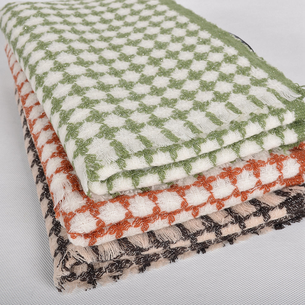 Colorful plaid wool scarf 185*38cm