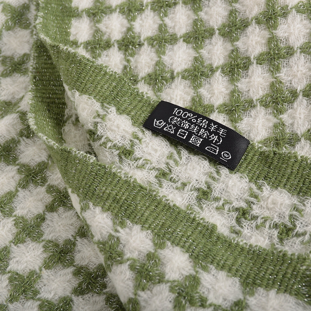 Colorful plaid wool scarf 185*38cm