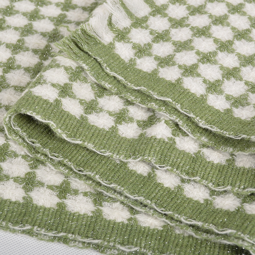 Colorful plaid wool scarf 185*38cm