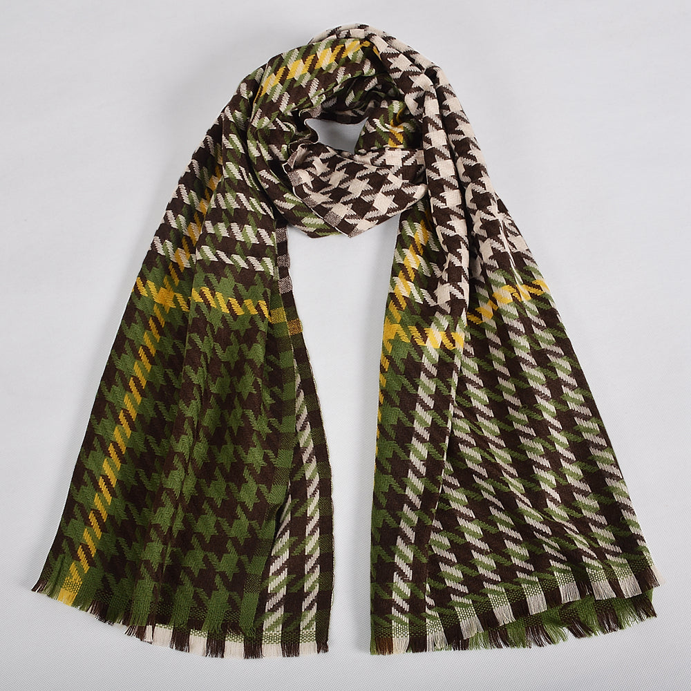 Houndstooth wool scarf 200*62cm