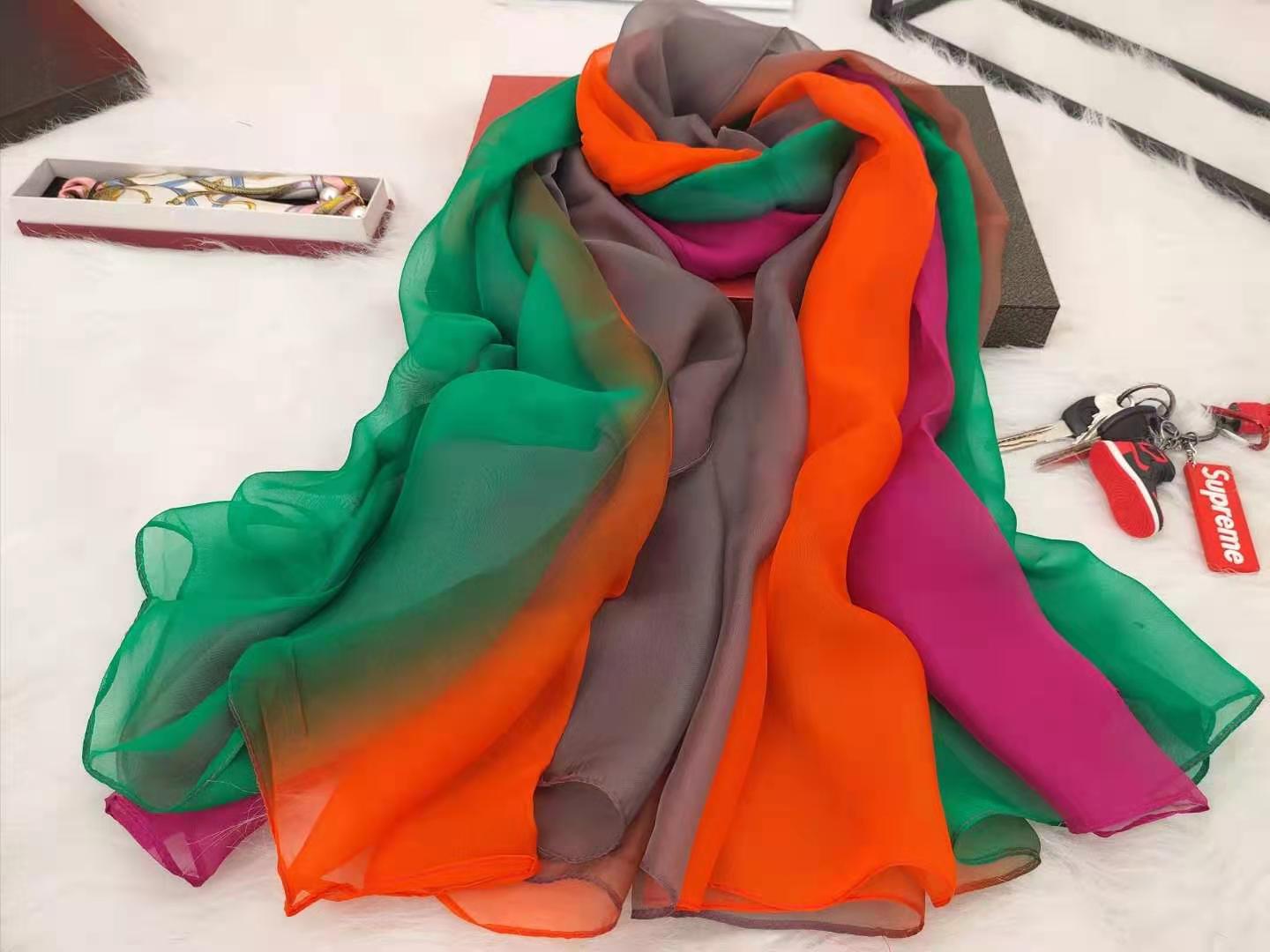 Ladies gradient mulberry silk long scarf 180*140cm