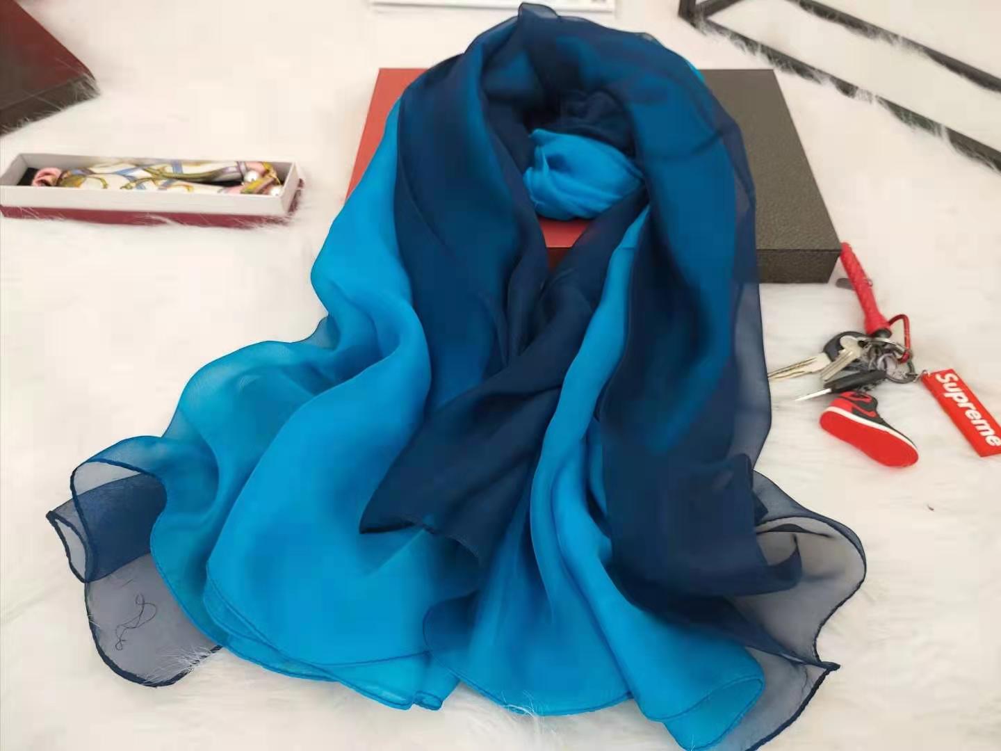 Ladies gradient mulberry silk long scarf 180*140cm
