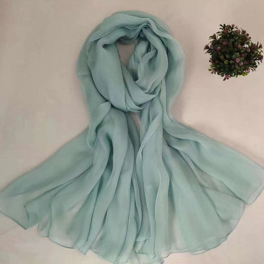 100% Long Silk Scarf solid color 200*140cm