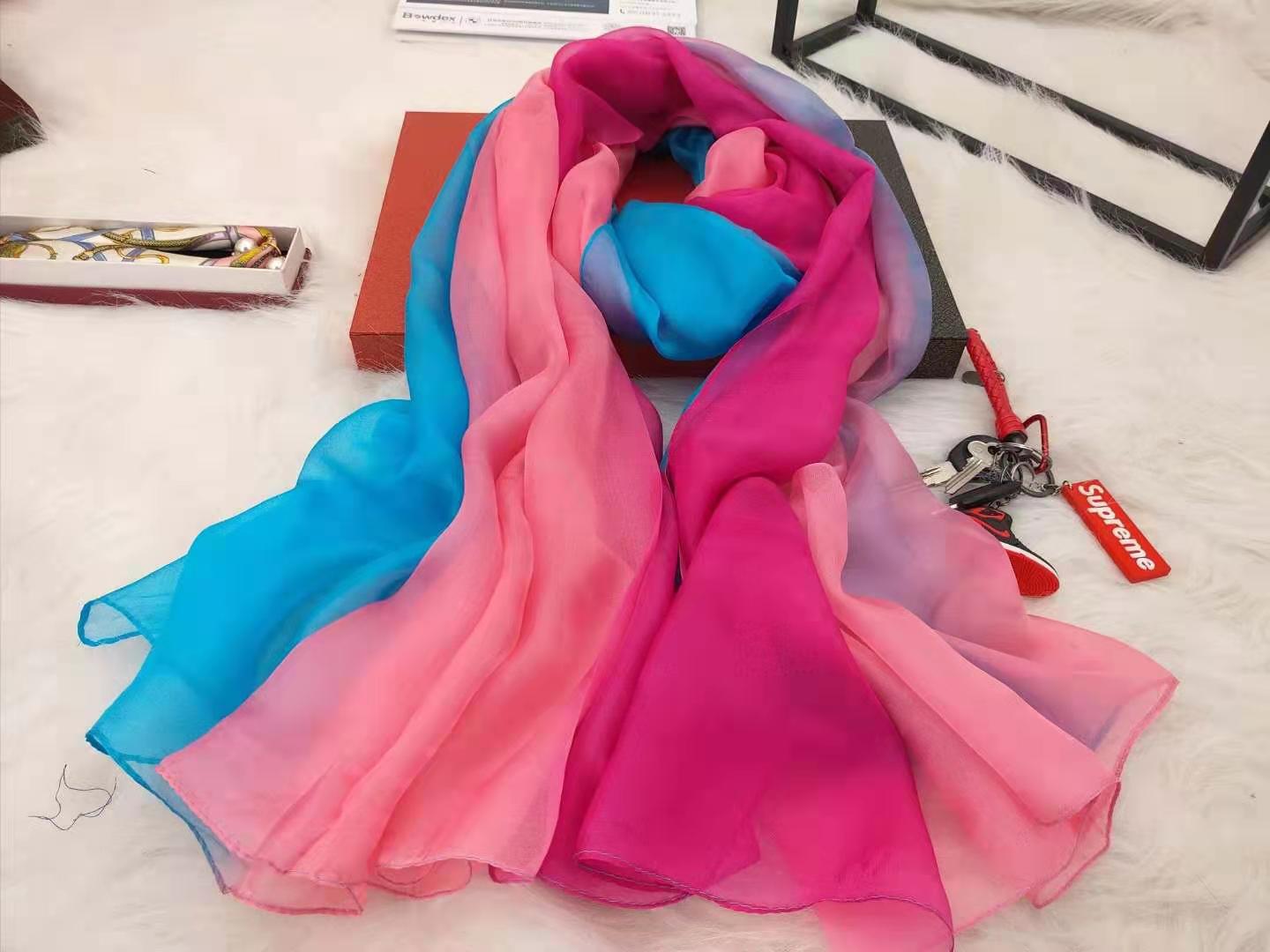 Ladies gradient mulberry silk long scarf 180*140cm