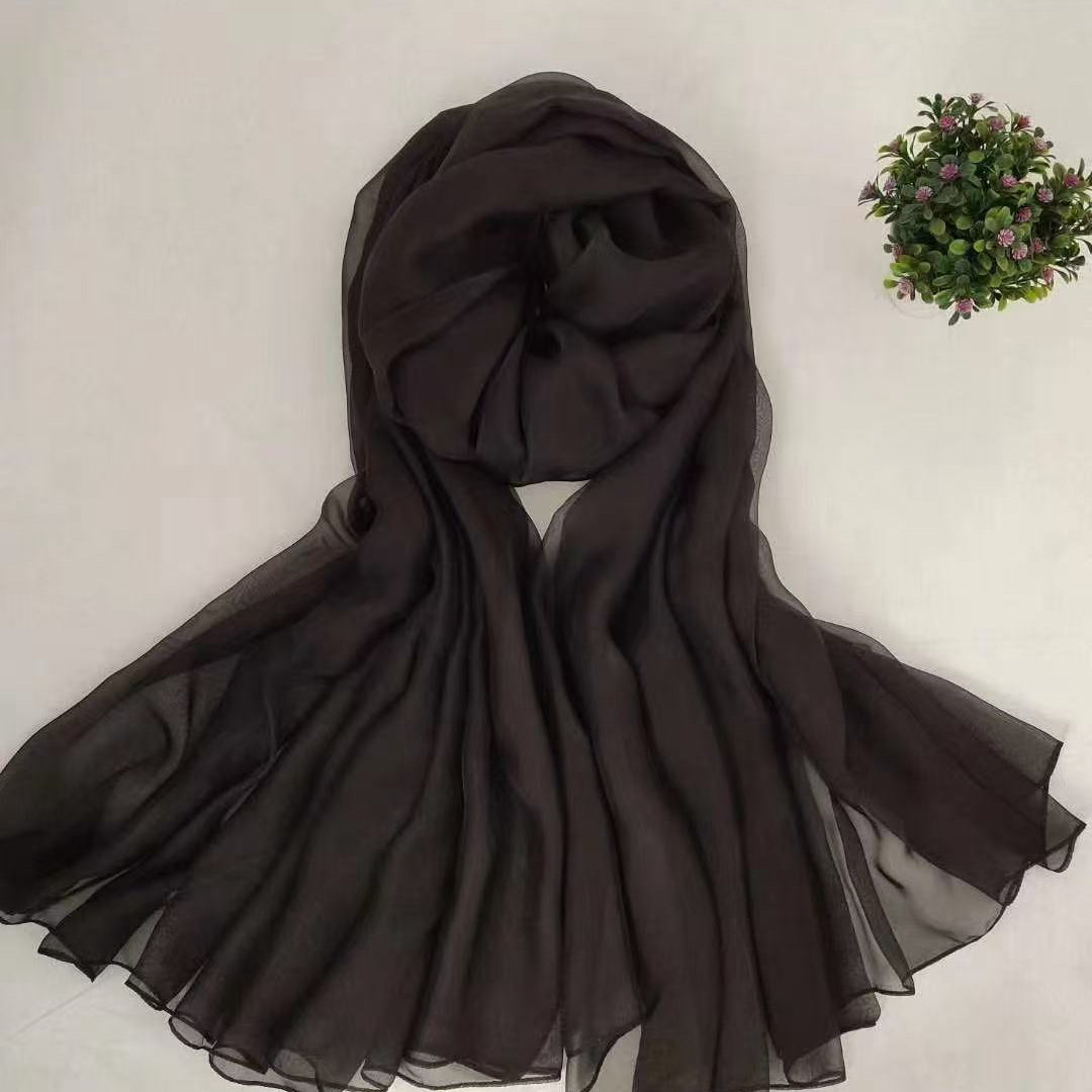 100% Long Silk Scarf solid color 200*140cm