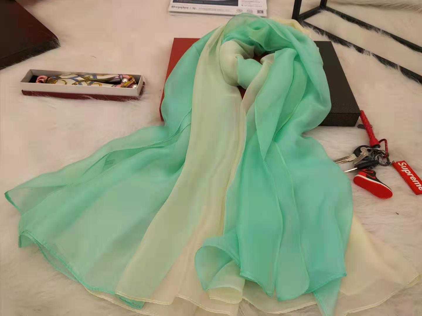 Ladies gradient mulberry silk long scarf 180*140cm