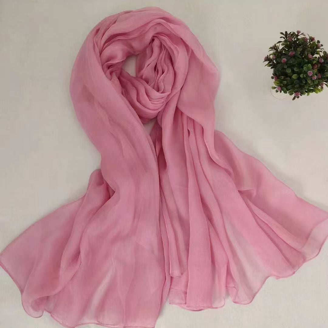 100% Long Silk Scarf solid color 200*140cm