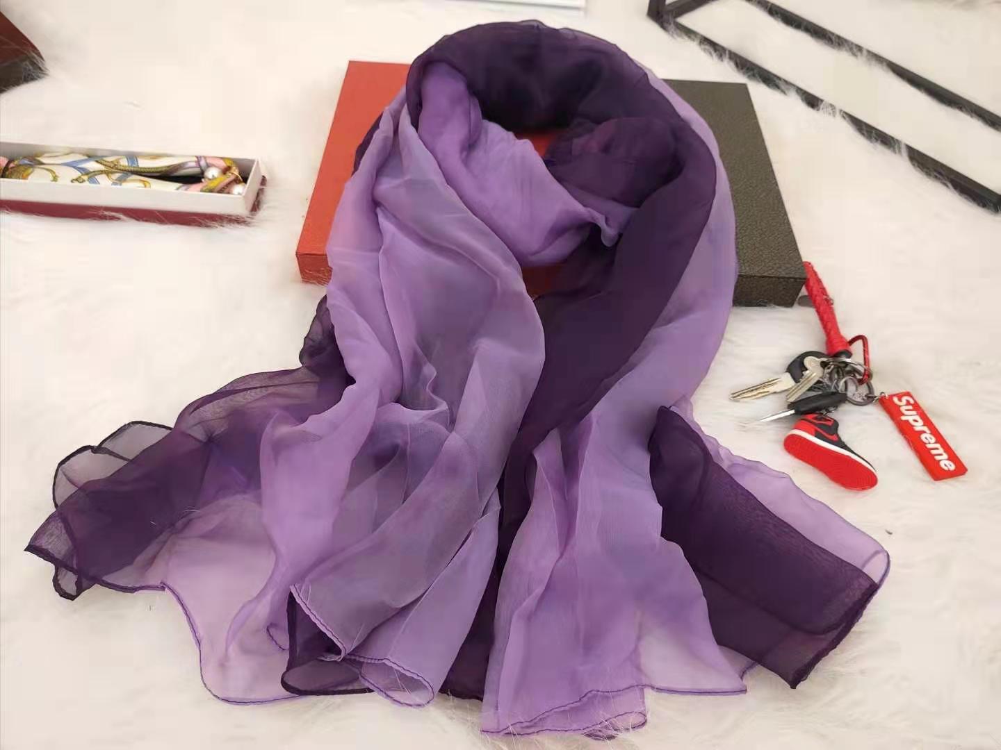 Ladies gradient mulberry silk long scarf 180*140cm