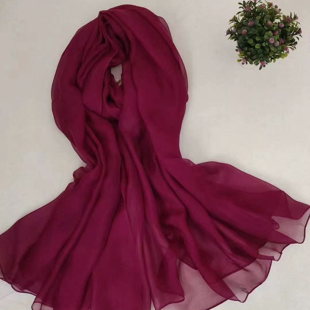 100% Long Silk Scarf solid color 200*140cm