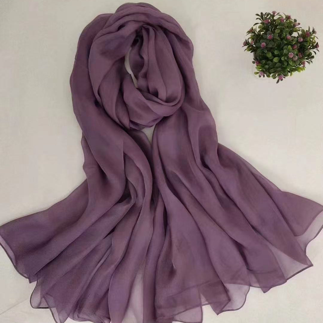 100% Long Silk Scarf solid color 200*140cm
