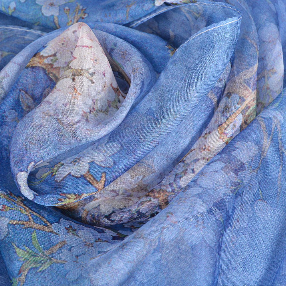 Light blue 100% Mulberry Silk Chiffon Scarf 180*110cm