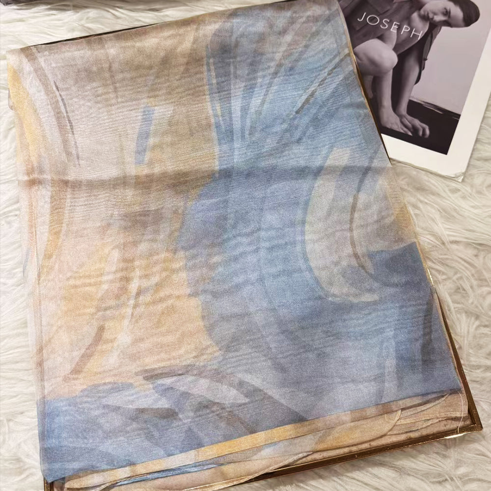 2024BH Long Mulberry Silk Chiffon Scarf 180*110cm