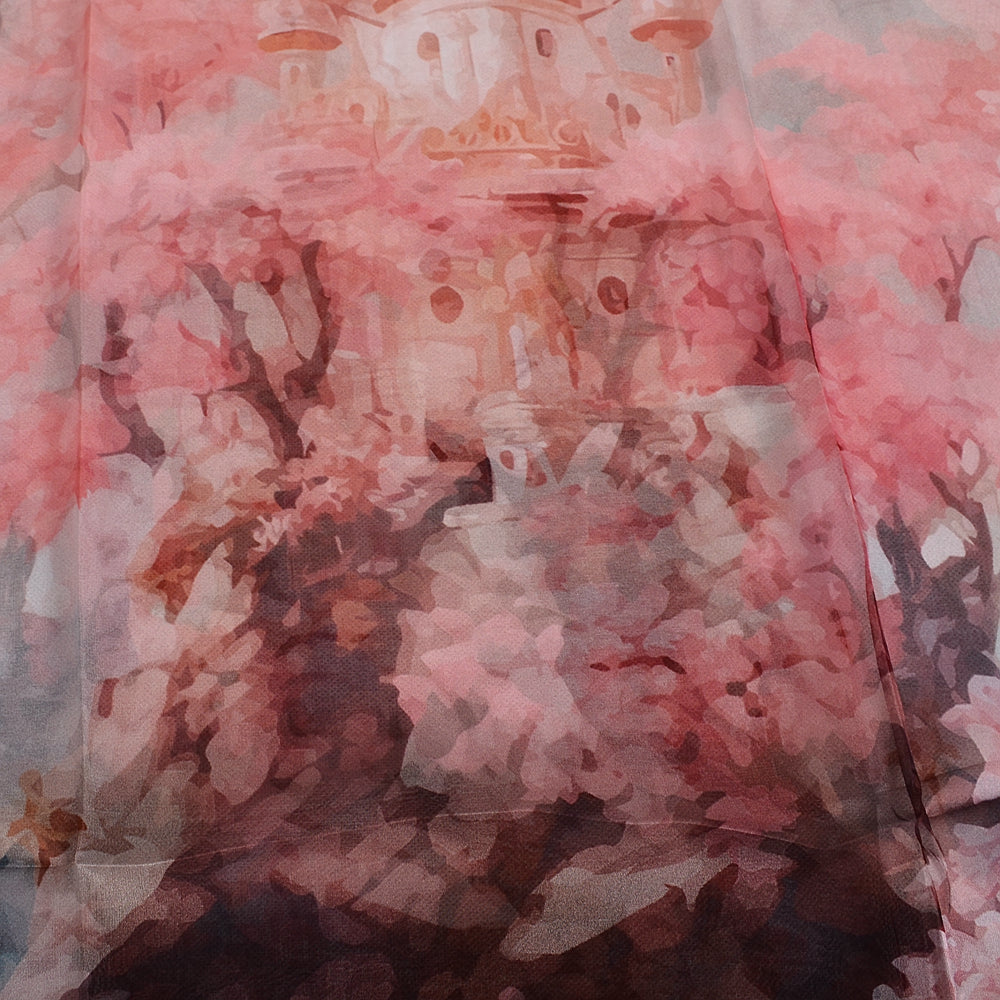 Blue Orange Mulberry silk chiffon scarf 180*65cm