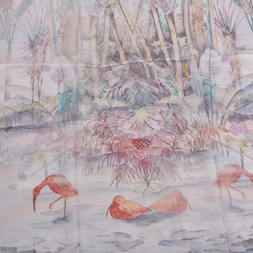 Blue Orange Mulberry silk chiffon scarf 180*65cm