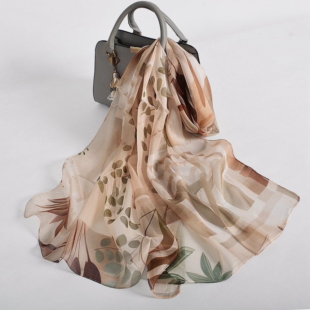 Blue Orange Mulberry silk chiffon scarf 180*65cm