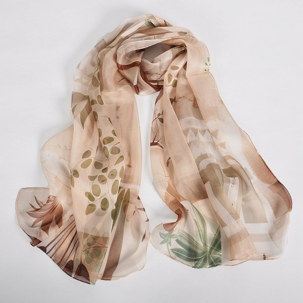 Blue Orange Mulberry silk chiffon scarf 180*65cm