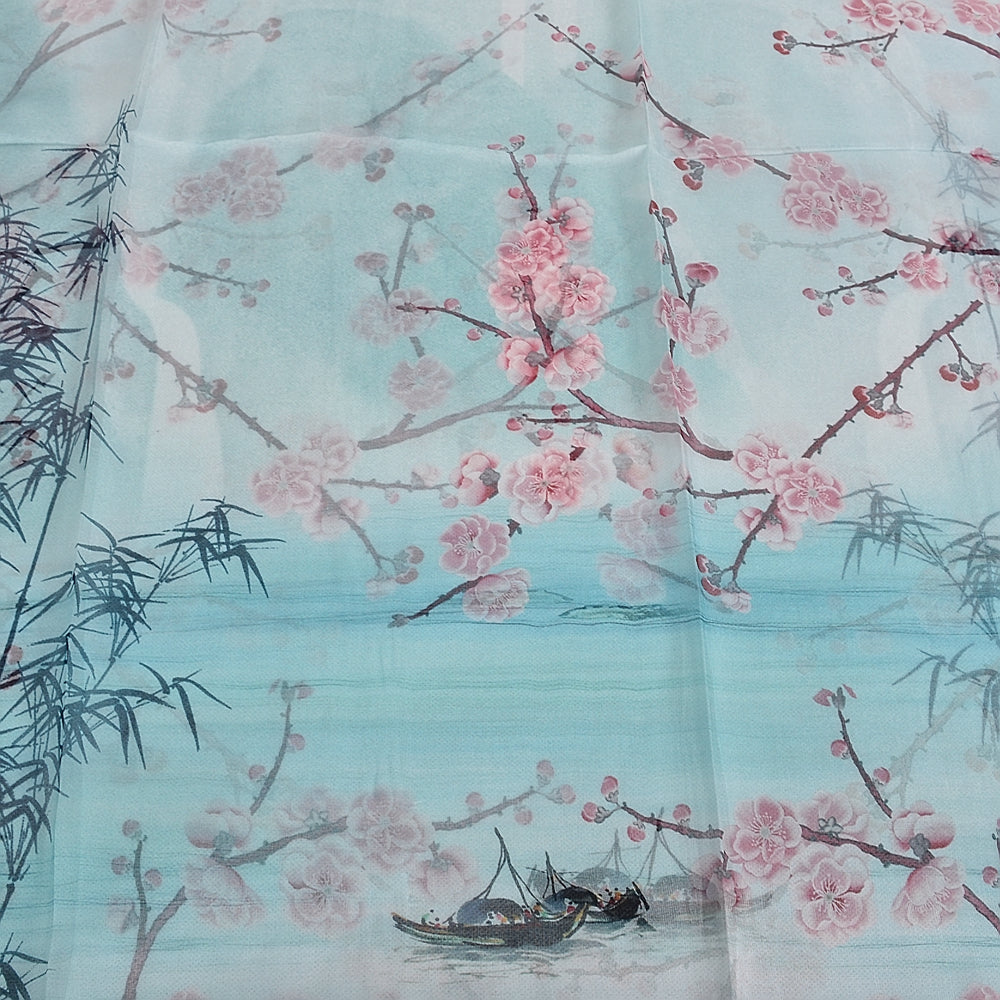 Blue Orange Mulberry silk chiffon scarf 180*65cm