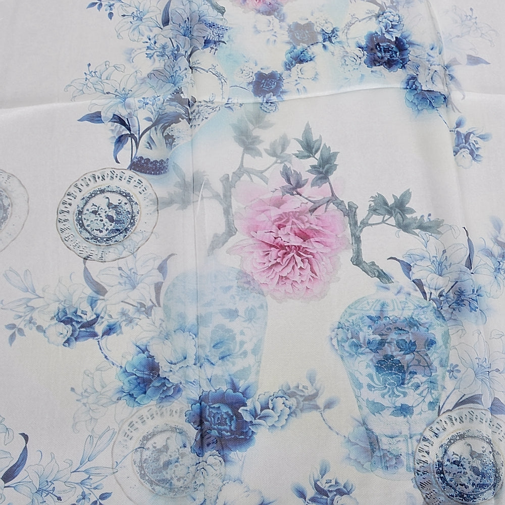 Blue Orange Mulberry silk chiffon scarf 180*65cm