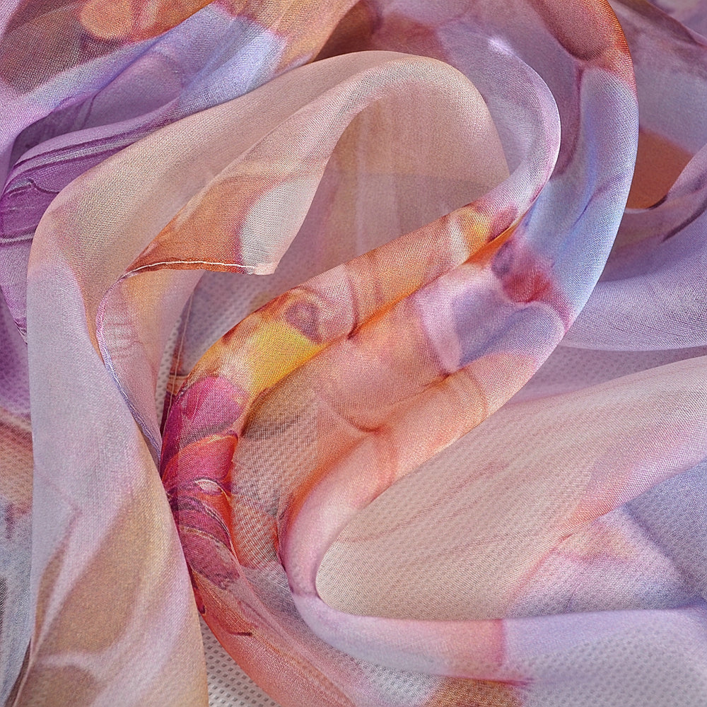Blue Orange Mulberry silk chiffon scarf 180*65cm