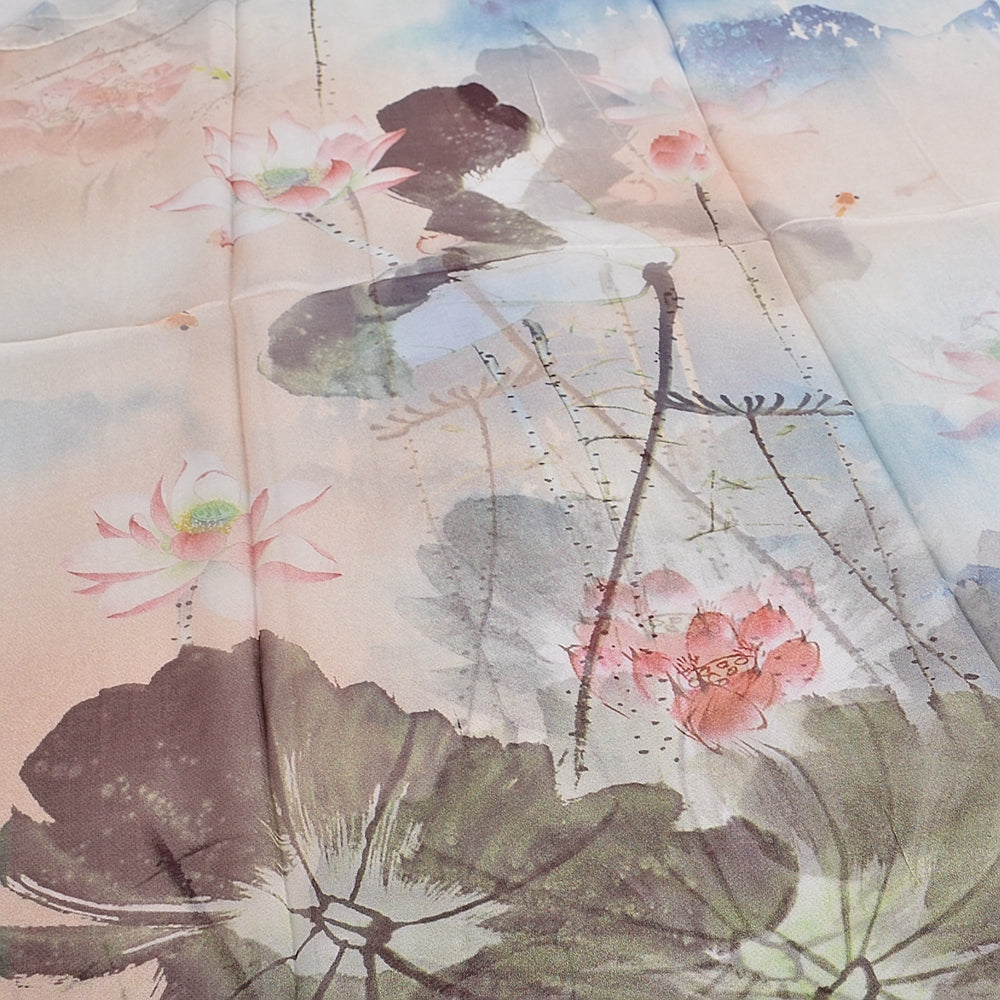 Blue Orange Mulberry silk chiffon scarf 180*65cm