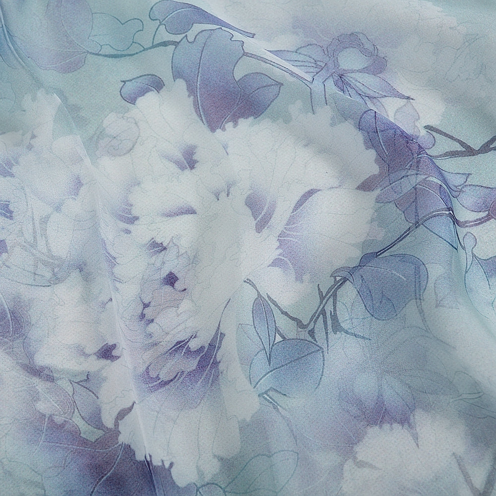 Blue Orange Mulberry silk chiffon scarf 180*65cm