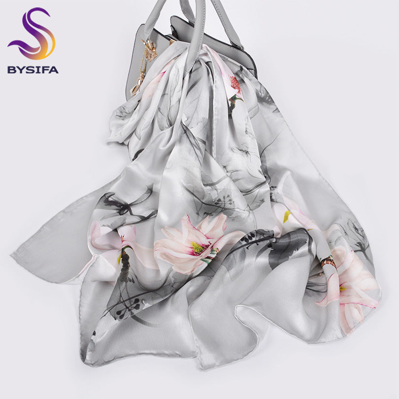 BYSIFA Red 100% Mulberry Silk Scarf 172*53cm