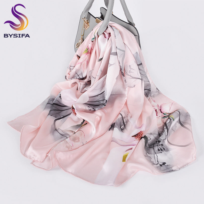 BYSIFA Red 100% Mulberry Silk Scarf 172*53cm