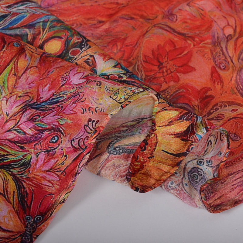 BYSIFA Red 100% Mulberry Silk Scarf 172*53cm