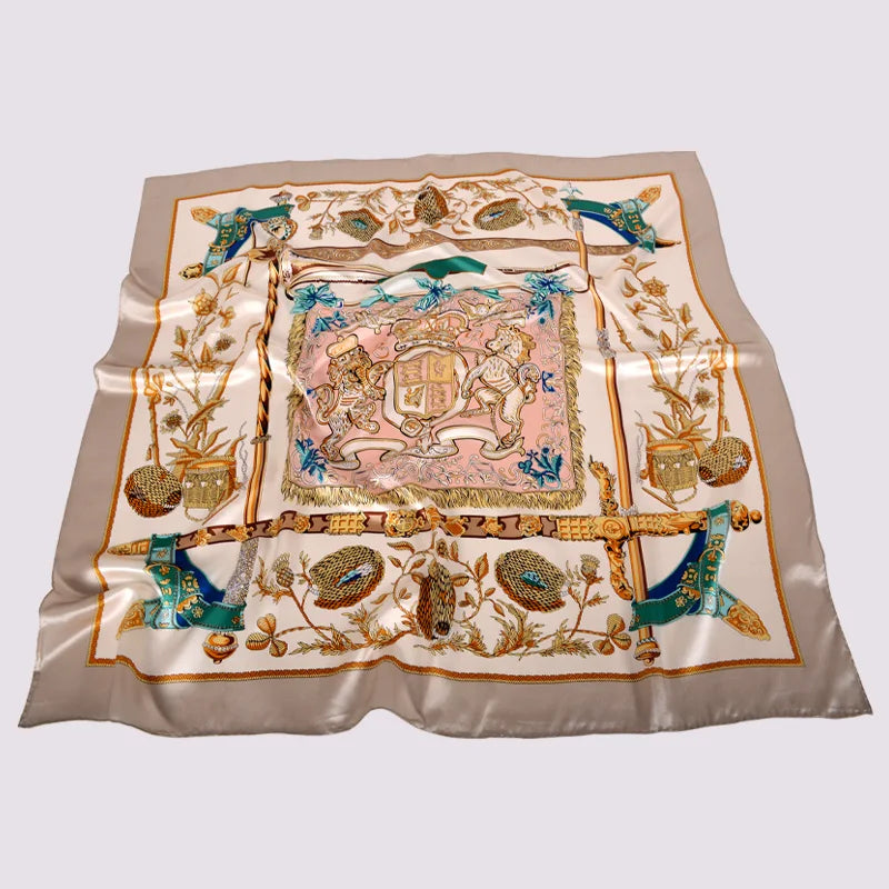 BYSIFA Khaki 100% Mulberry Silk Square Scarf 106*106cm