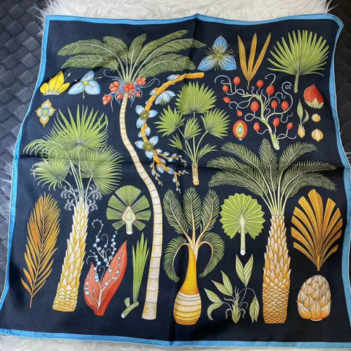 Elegant Blue White Silk Scarf 70*70cm