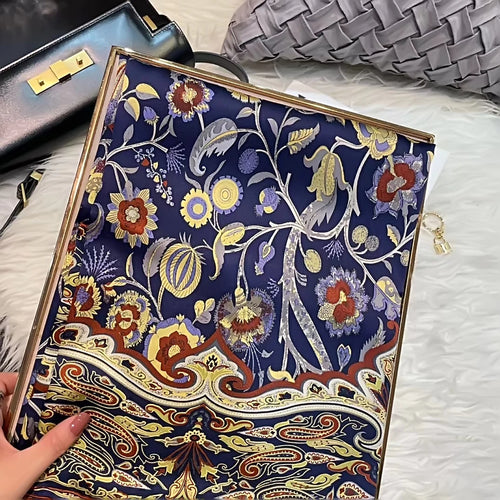 Bysifa Coffee Gold 100% Mulberry Silk Scarf 106*106cm