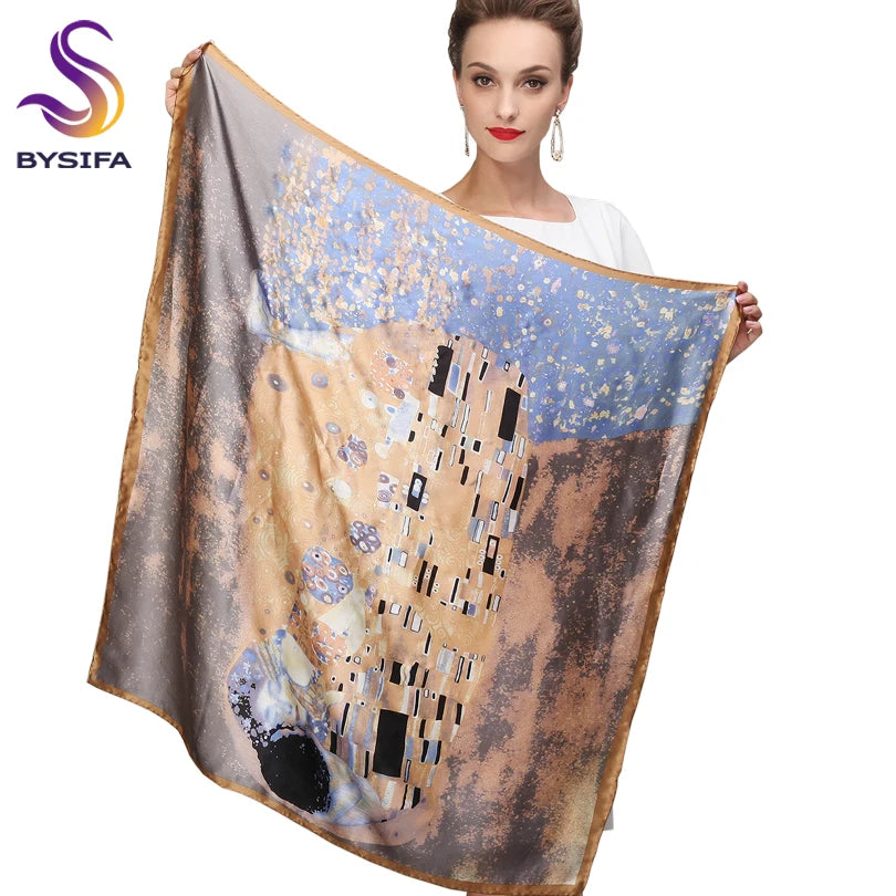 90*90cm Khaki 100% Natural Silk Scarf 90SY