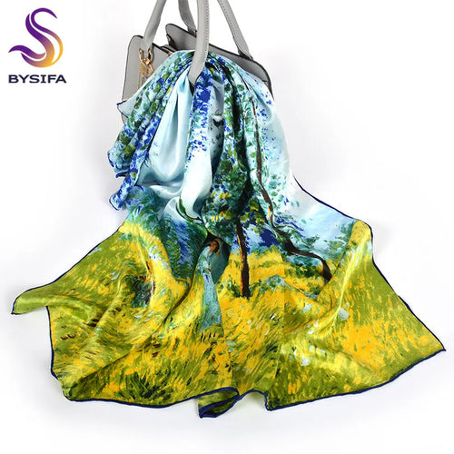 Women 100% Pure Silk Square Scarf 90*90cm