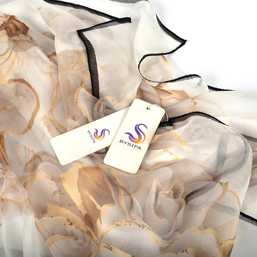 100% Mulberry silk chiffon long scarf 180*65cm