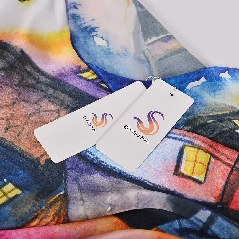 BYSIFA Purple Blue Mulberry silk Scarf 175*52cm