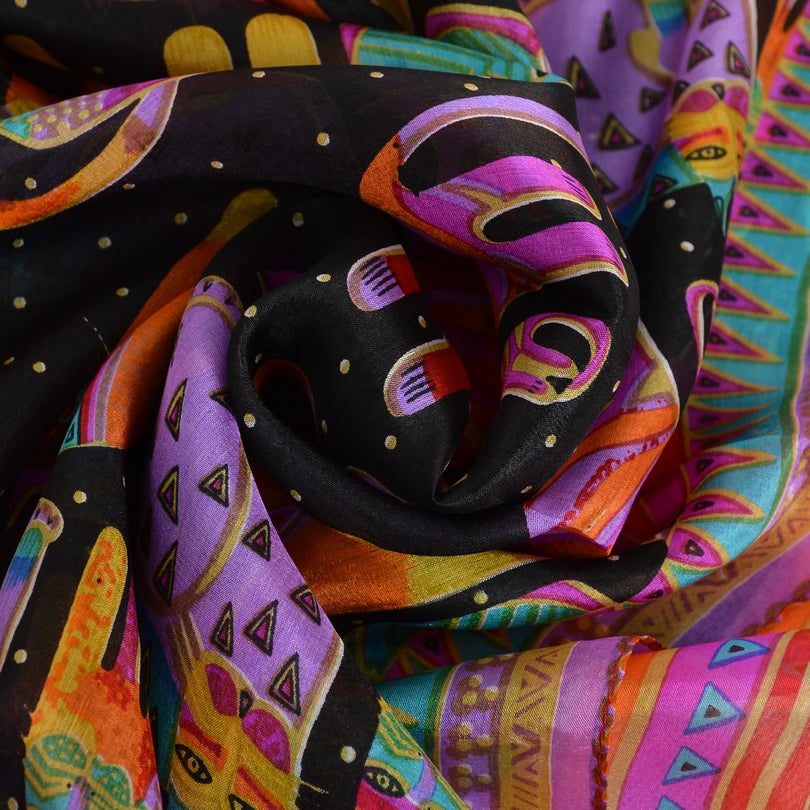 Bysifa Black Cats Women Mulberry Silk Scarf 176*110cm