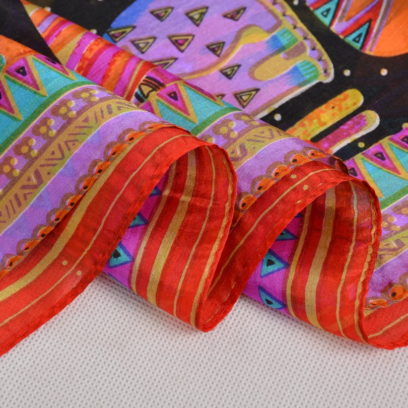 Bysifa Black Cats Women Mulberry Silk Scarf 176*110cm