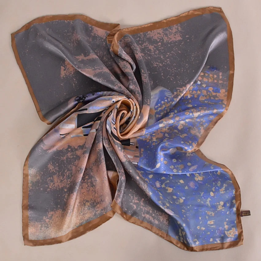 90*90cm Khaki 100% Natural Silk Scarf 90SY