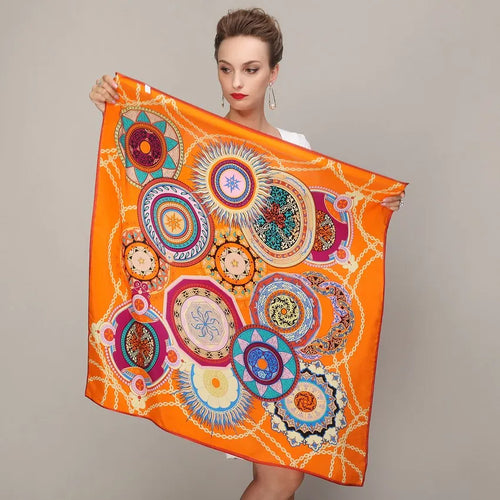 90*90cm Khaki 100% Natural Silk Scarf 90SY