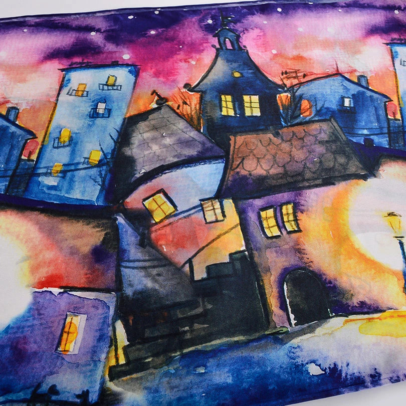 BYSIFA Purple Blue Mulberry silk Scarf 175*52cm