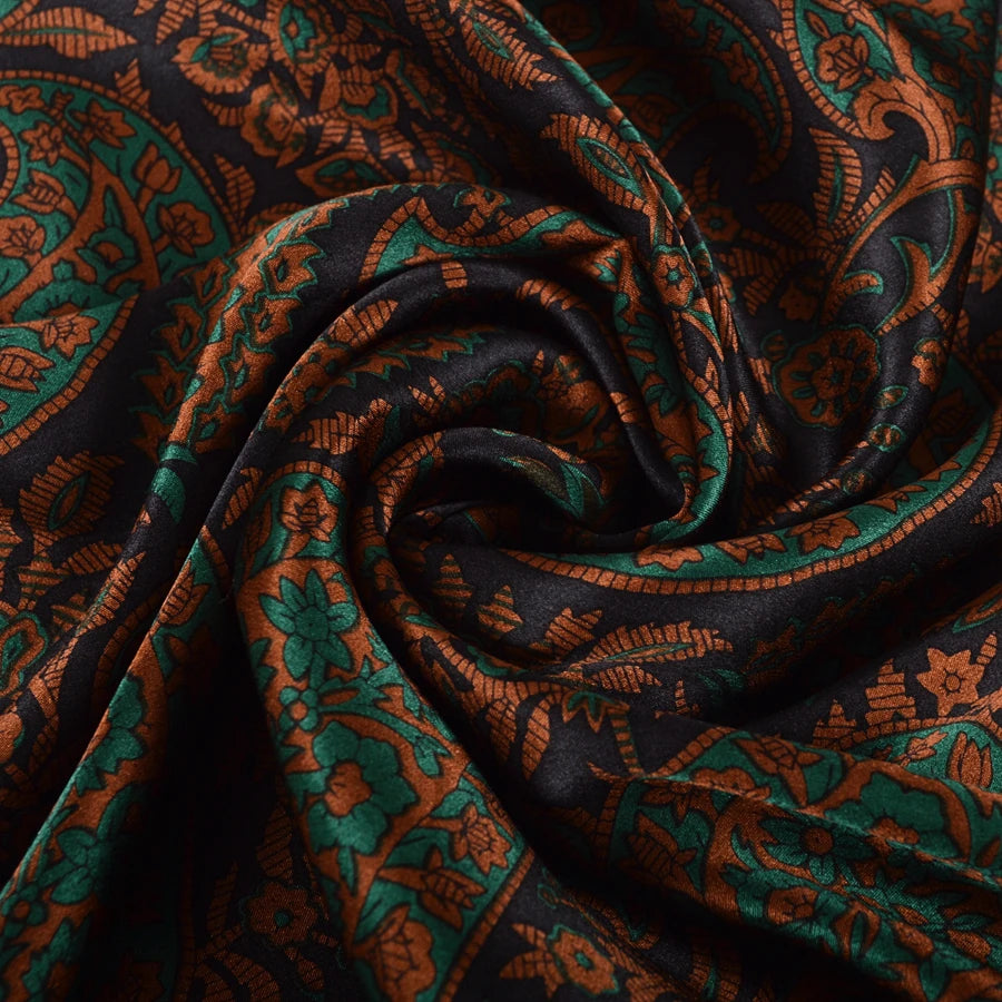 Coffee Green Mulberry Silk Square Scarf 106*106cm