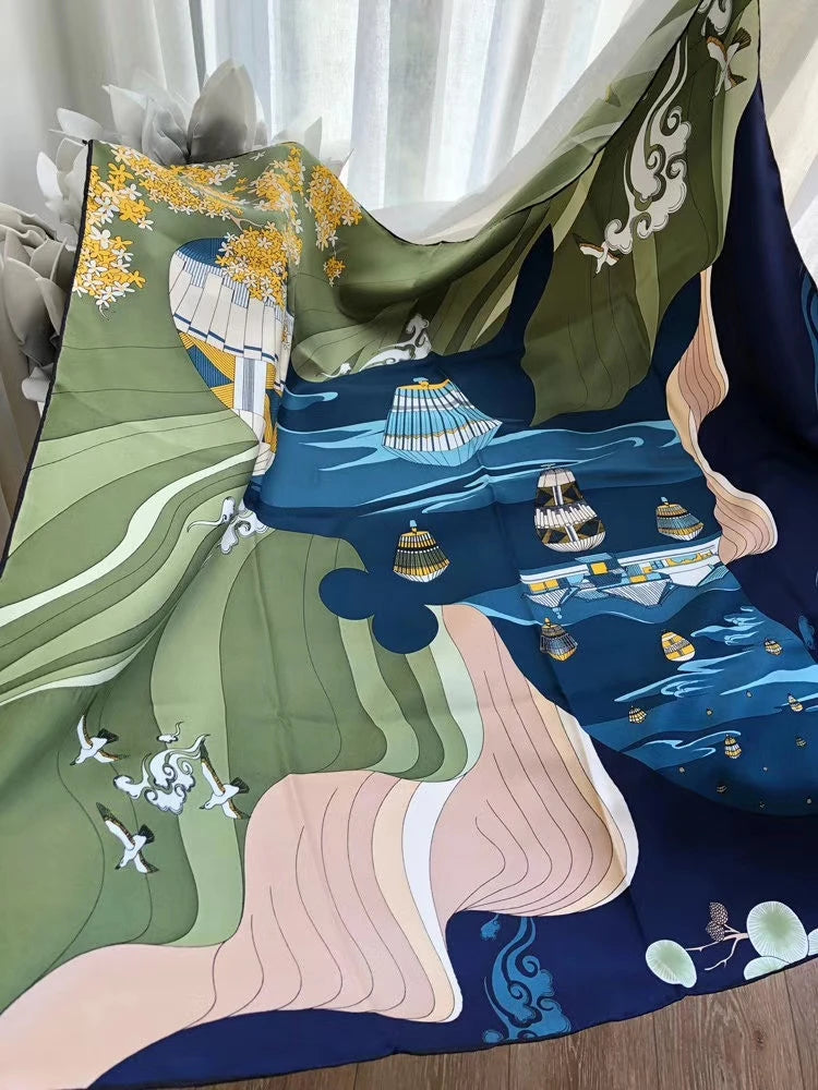 100% Pure Silk Square Scarf 90*90cm